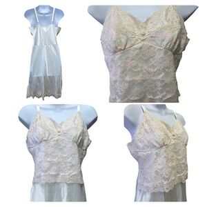 Body Lites Vintage Ivory Lace Trim Slip Dress Size 36 Lingerie